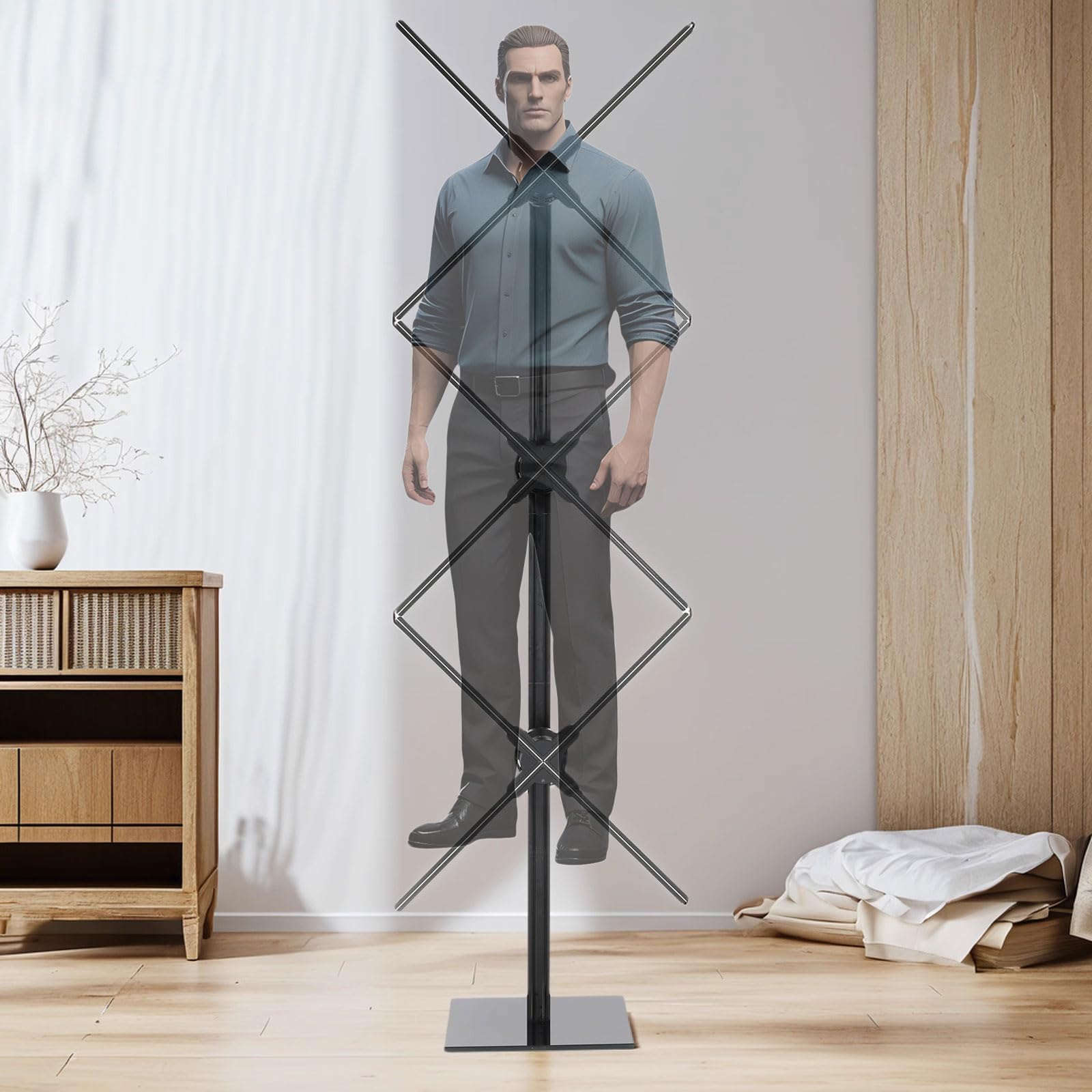 Missyou 152CM 3D Hologram Fan Christmas Tree Display and Stand,3 x 56cm Fans with Bluetooth,App & Remote Control,Holographic Fan LED,Customizable Video Content for Exhibitions,Trade Shows,Advertising