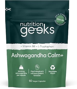 Ashwagandha KSM 66 Complex   3000mg Enhanced with L-Tryptophan & Vitamin B6 2 Month Supply   Ashwagandha High Strength Capsules with 250mg Extract Not Gummies or Powder - Vegan, UK Made