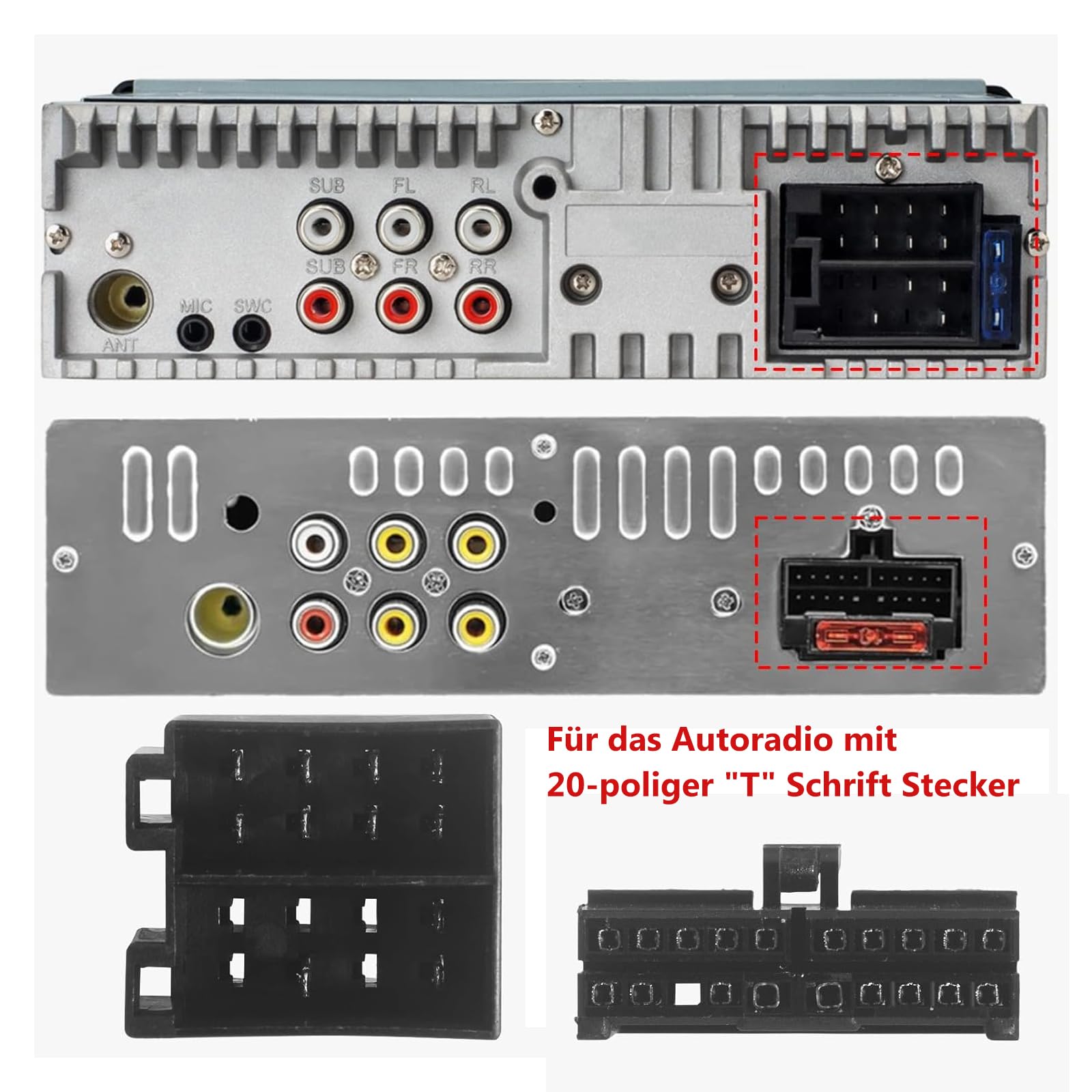 1 x adapter kablowy 20-pinowy do ISO, 20-pinowy adapter do wiązki przewodów, 20-pinowy adapter ISO, zapasowy adapter do radia samochodowego, kompatybilny z kierownicą i liniami sterowania