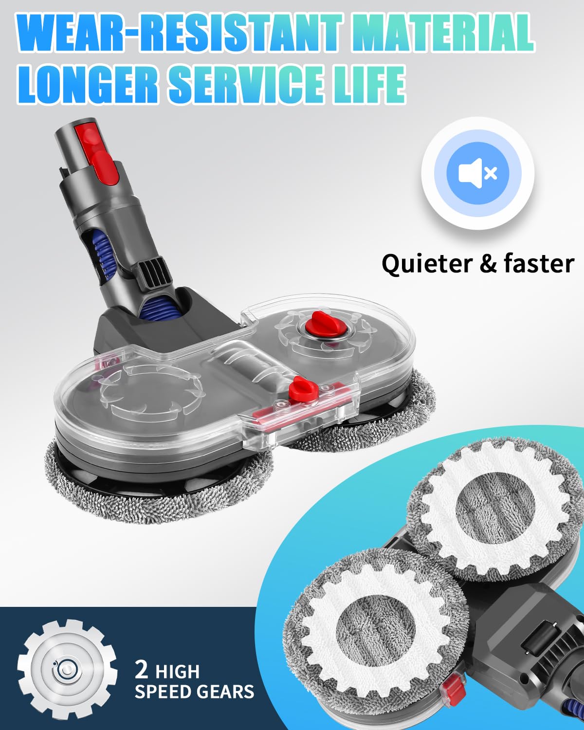 Nasadka elektryczny mopa do odkurzacza Dyson V15, V11, V10, V8, V7,Przystawka próżniowa ze zdejmowanym zbiornikiem na wodę i 6 mopami nadającymi się do prania + 1 pojemnik do napełniania