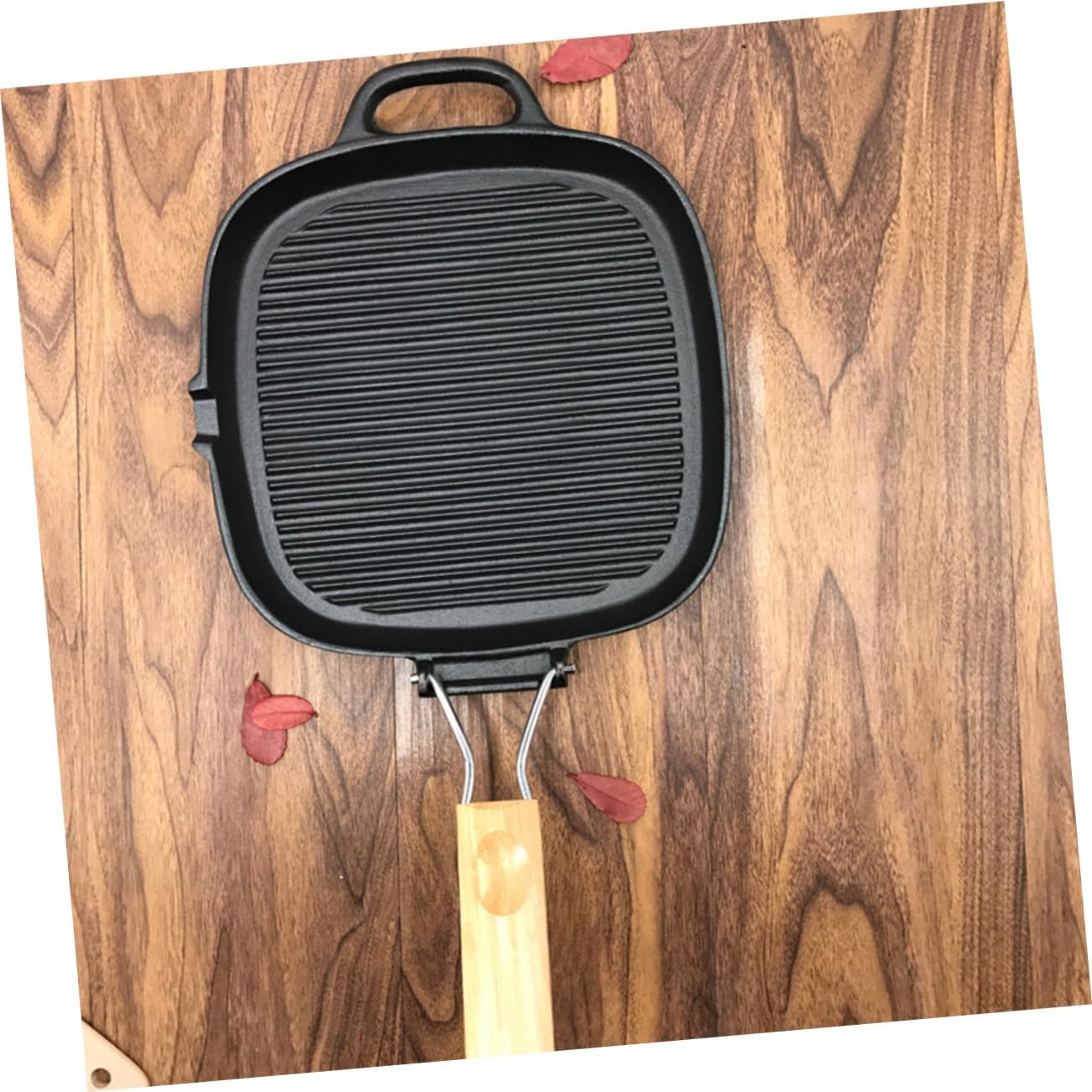 PRETYZOOM Cast Iron Skillet Foldable Handle for Easy Storage Pancake and Omelette Pan for Home Cooking and Restaurant Use and Convenient Design