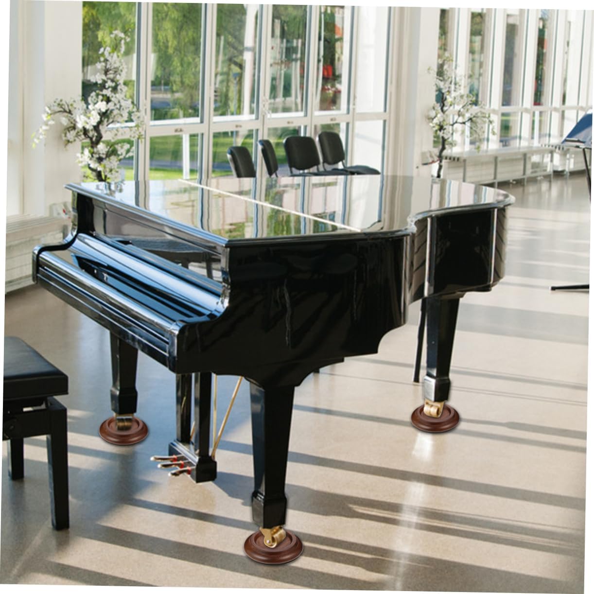 3pcs Black Walnut Piano Caster Cups Floor Protectors for Hardwood Tile Carpet Skid Sound Insulation for Grand Upright Pianos
