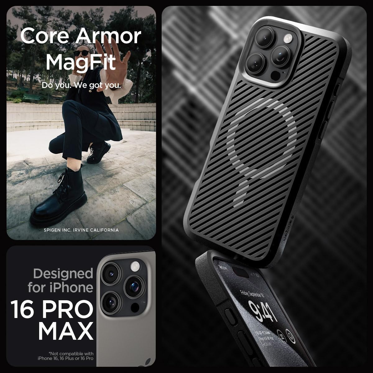 Spigen Core Armor MagFit Designed for iPhone 6.9" Case [Military-Grade Protection] Compatible with MagSafe - Matte Black