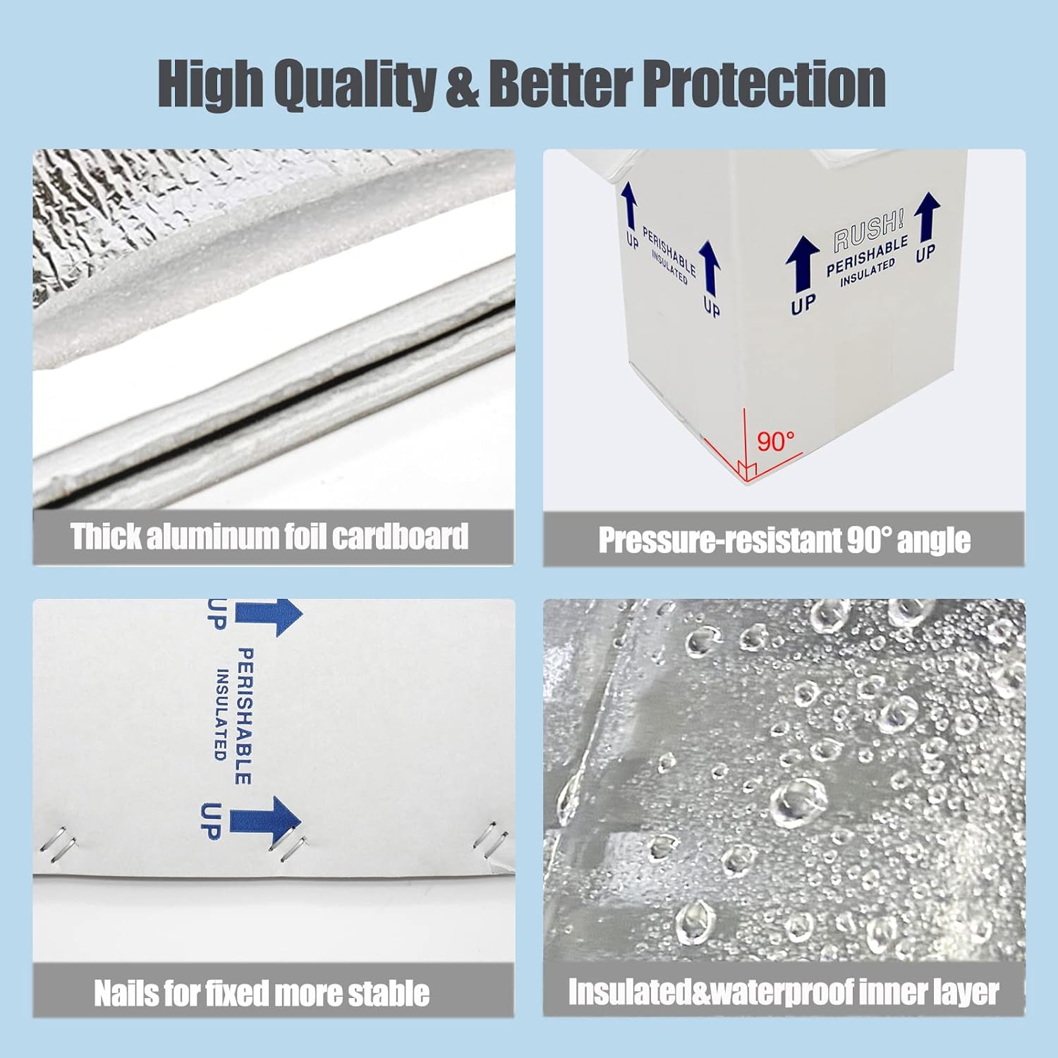 15x10x11 Insulated Shipping Boxes for Frozen Food, 4 Pack Double Insulated Carton with Aluminum Foil Insulated Bag Liner, Reusable Perishable Shipper Cooler Box for Mailing