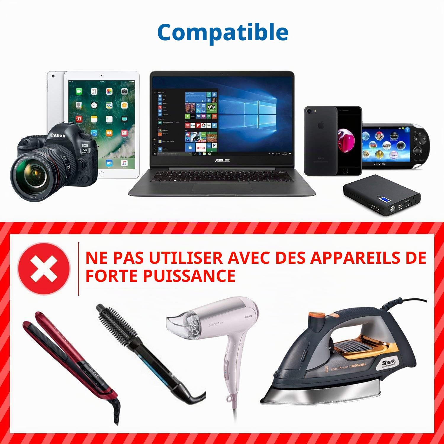 BS 8546 Approuvé UK à EU/DE/FR/FR/IT/ES Adaptateur Enfichable, Appareil électronique 3 Broches UK/HK/UAE à Adaptateur Femelle EU 2 Broches avec Obturateur de Sécurité (1 Pièce, Noir)