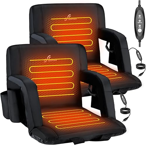 Miniatura 26 de Sportneer Asientos de estadio con soporte de respaldo: cojín cómodo de 2.5 pulgadas de grosor, 6 asientos ajustables con reposabrazos - 2 bolsillos