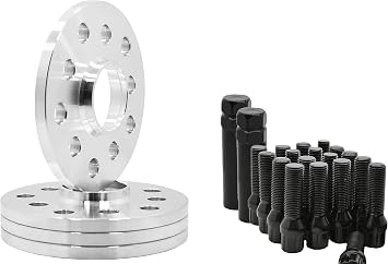 4 Pc 10 MM Thick Hub Centric Wheel Spacers | 5x100 & 5x112 MM | + 20 Black Locking Tuner Bolts | Aftermarket Wheels