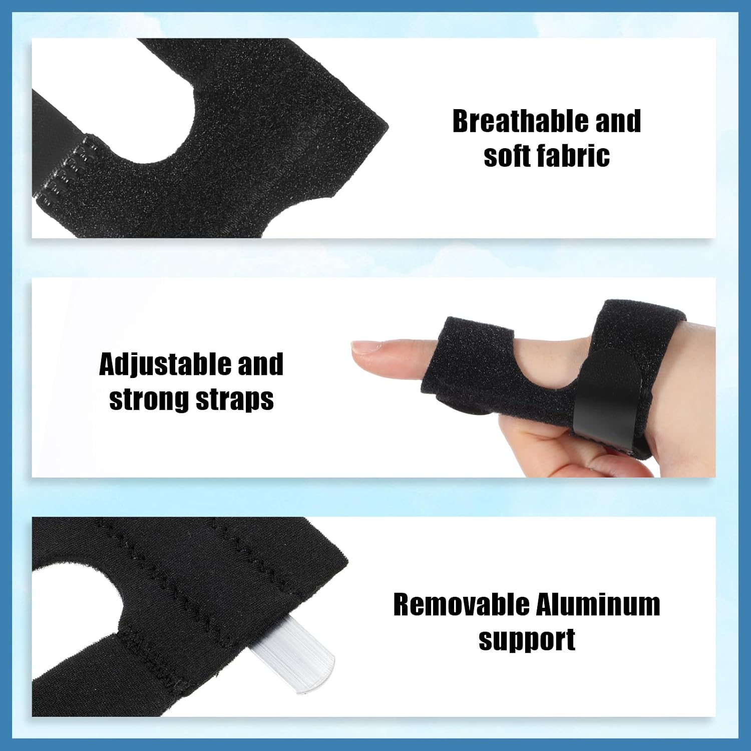 2Pcs Finger Braces, Adjustable Support Trigger Finger Splint, Dislocated Knuckle Immobilizer Wrap for Index Fingers Straightening, Mallet Broken Fingers Locking Popping Bending Pain Relief