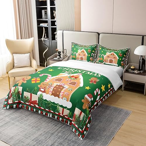Miniatura 2 de Juego de funda de edredón de algodón de Navidad para niños, tamaño Queen, juego de ropa de cama de hombre de jengibre para niños, niñas,