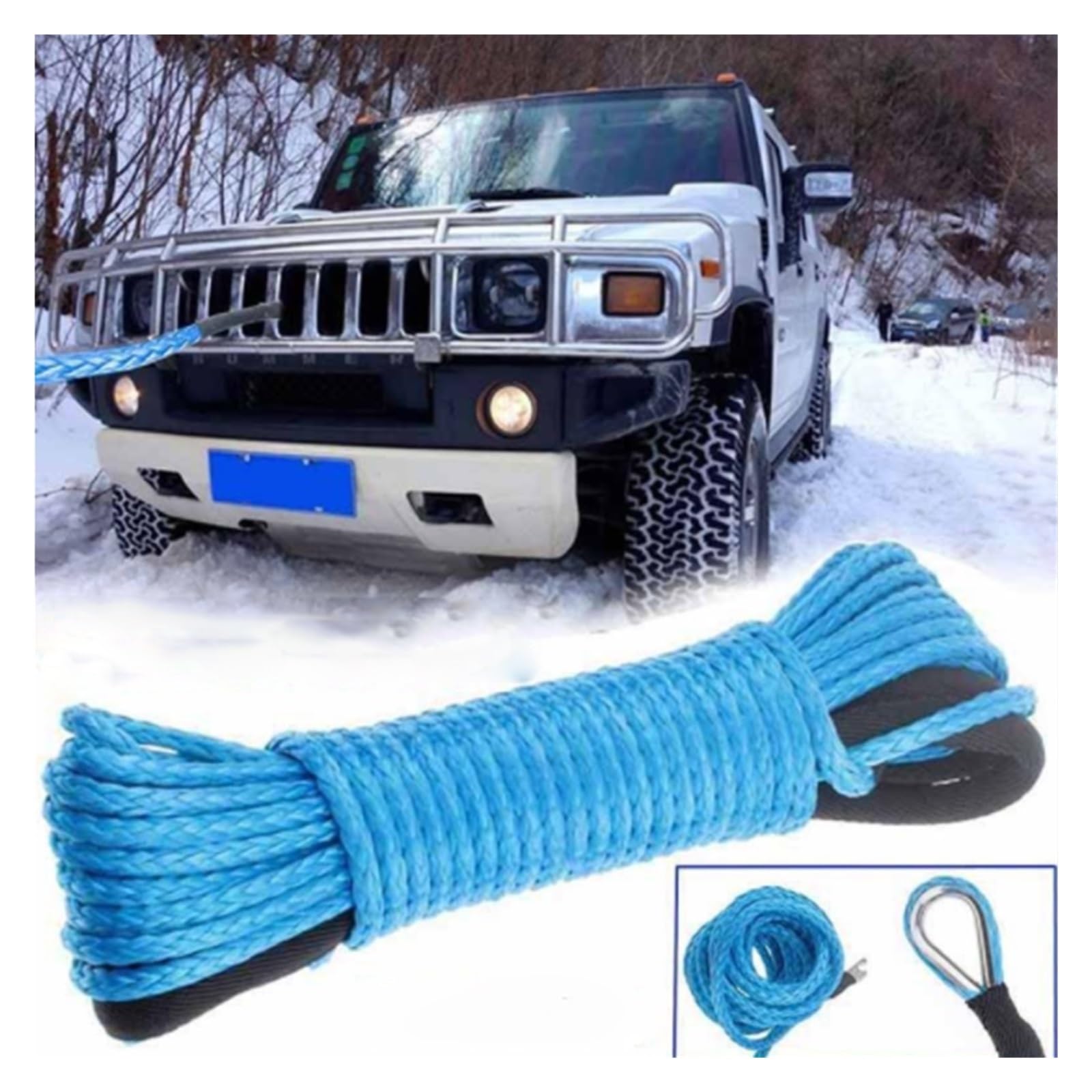 4,8 Mm * 15 M (2,5 Tony) Syntetyczny Kabel Do Odzyskiwania Liny Wciągarki ATV UTV Ciężarówka Wciągarka Łodzi Lina Holownicza Solidna I Niezawodna(Blue)