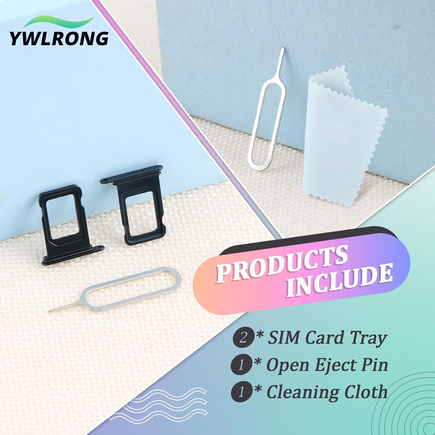 2PCS SIM Card Tray for iPhone 13 SIM Card Slot Holder Replacement for iPhone 13 A2482 A2631 A2633 A2634 A2635 with Open Eject Pin(Midnight Black)