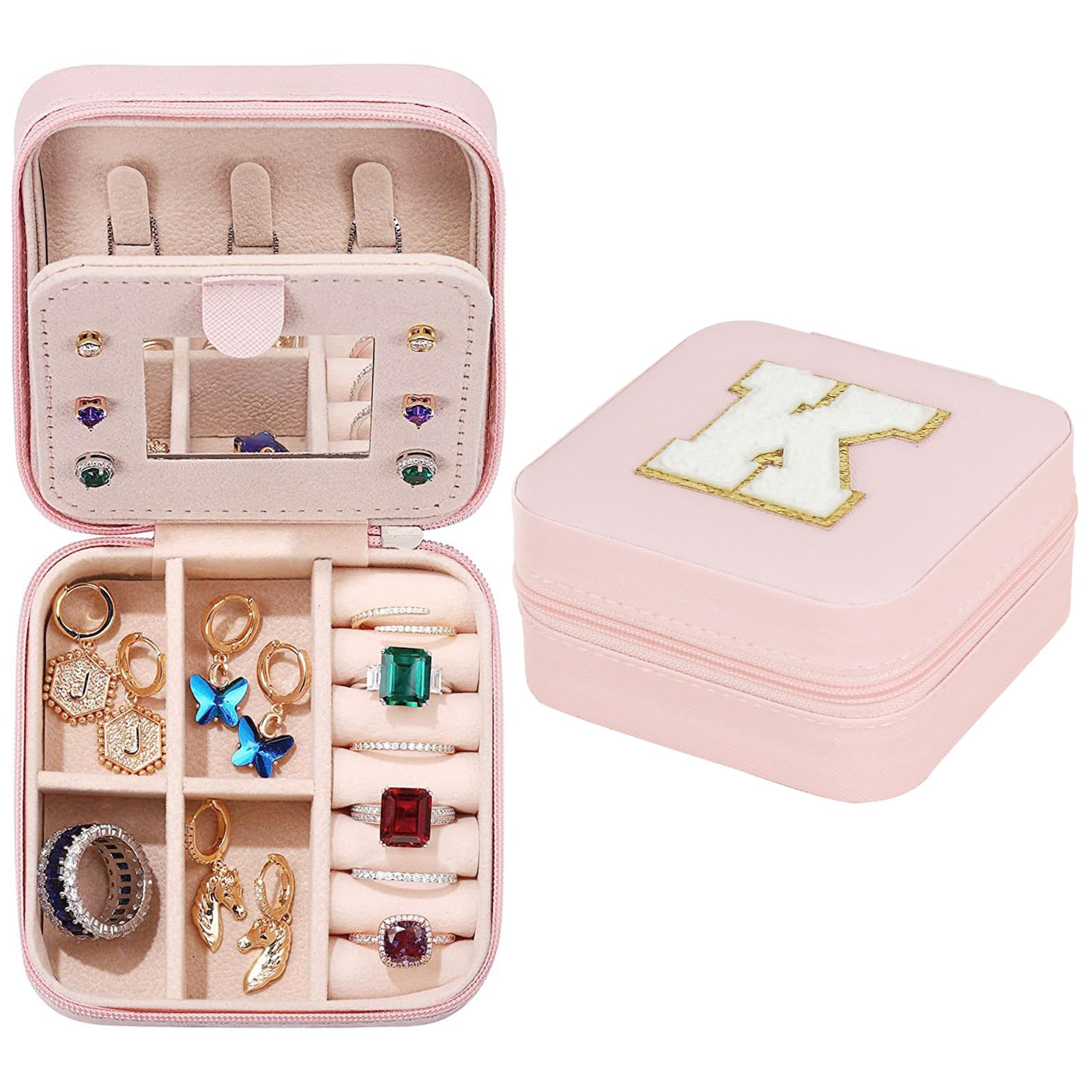 Yejahy Girls K Jewellery Box Jewellery Box Small Travel For Women Jewellery Organiser Box, Chain Organiser, Jewellery Organiser Travel For (K)