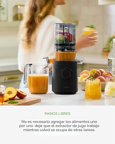 Miniatura 8 de Nama J3 - Exprimidor compacto de prensa en frío, ahorro de espacio y autoalimentación para funcionamiento manos libres, ligero, portátil, exprimidor