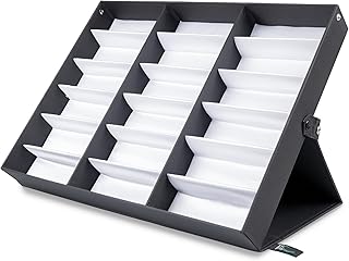ProSource 18 Slot Sunglasses Organizer Box Stand Display Case/Tray, Fabr...