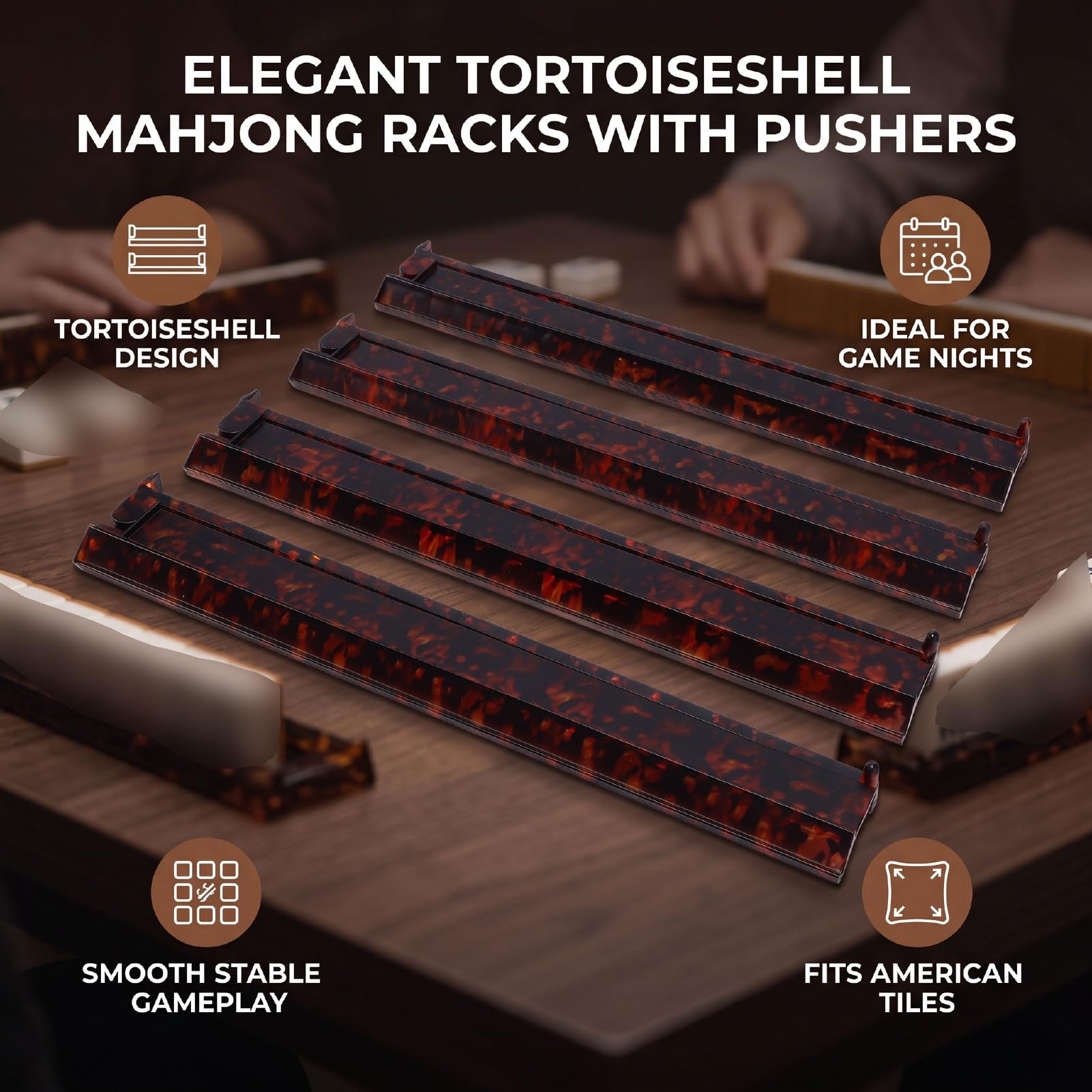 Soportes de Mahjong con Empujadores, Diseño Elegante de 17.5 (4