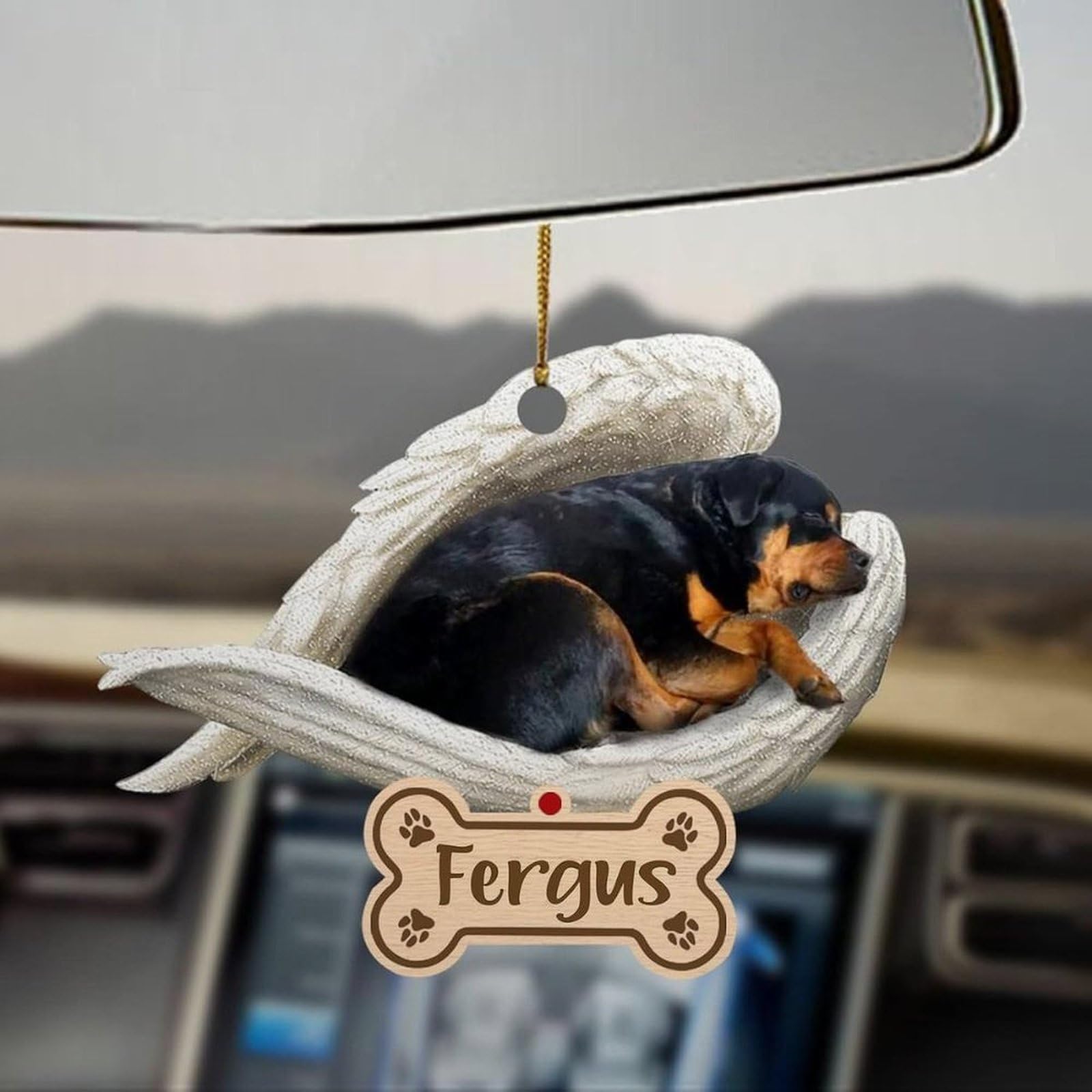 Luckluccy Rottweiler Sleeping Angel Ornament,Acrylic Personalized Dog Memorial,Gift For Pet Loss,Dog Sympathy Remembrance Gift,Christmas Ornament