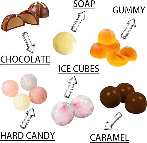 Miniatura 3 de Molde redondo de silicona para chocolate, gomita, caramelo, caramelo, ganache, praliné, cubitos de hielo, 35 cavidades, cúpula superior alta