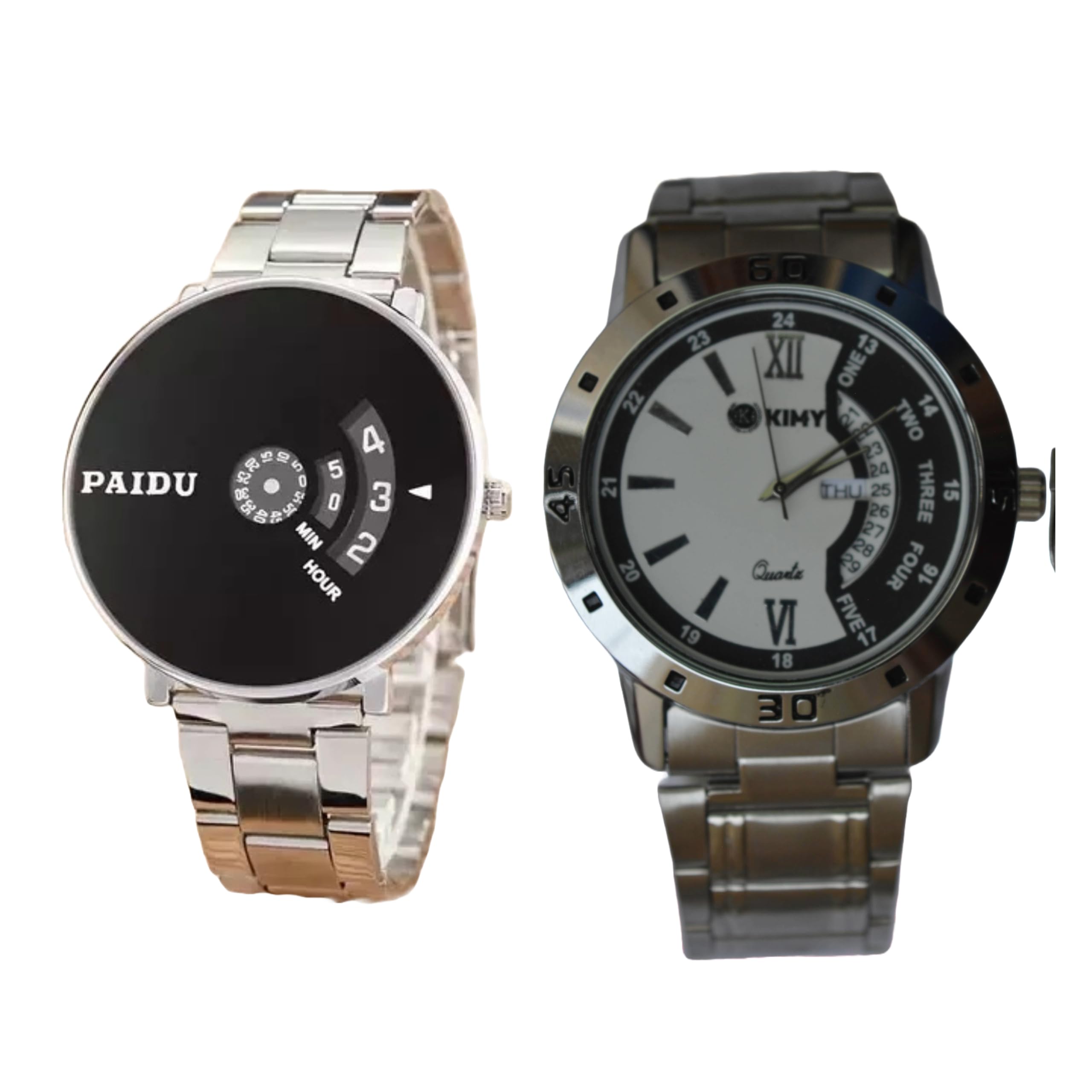KIMY Traditional Stylist Analog Combo Watches for Men & Boys with a Round Dial and a Metallic Stainless Steel Chain (Black) (B0CQG9L2SZ) Amazon Price History, Amazon Price Tracker