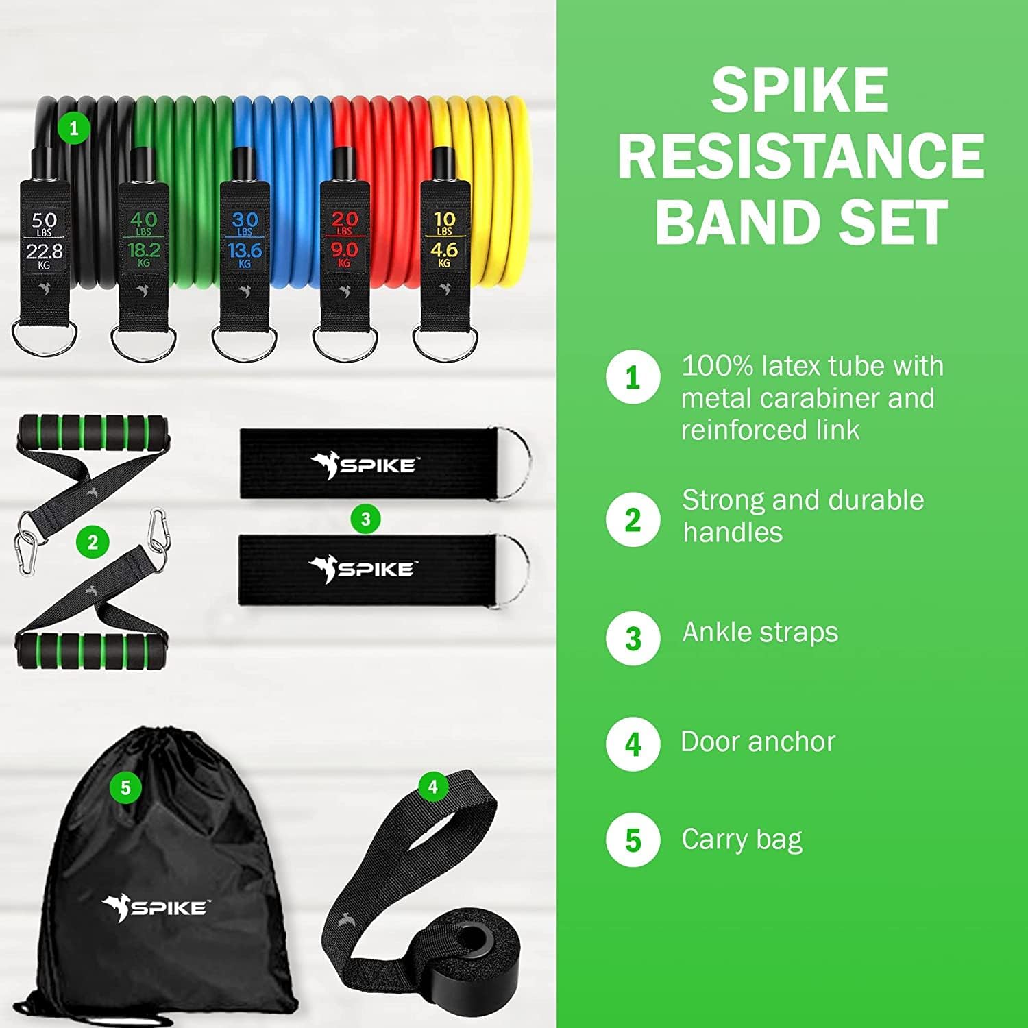 Spike Latex Resistance Band Set 11 in 1 for Men and Women for Home and Gym Exercise Pull Up Toning Bands