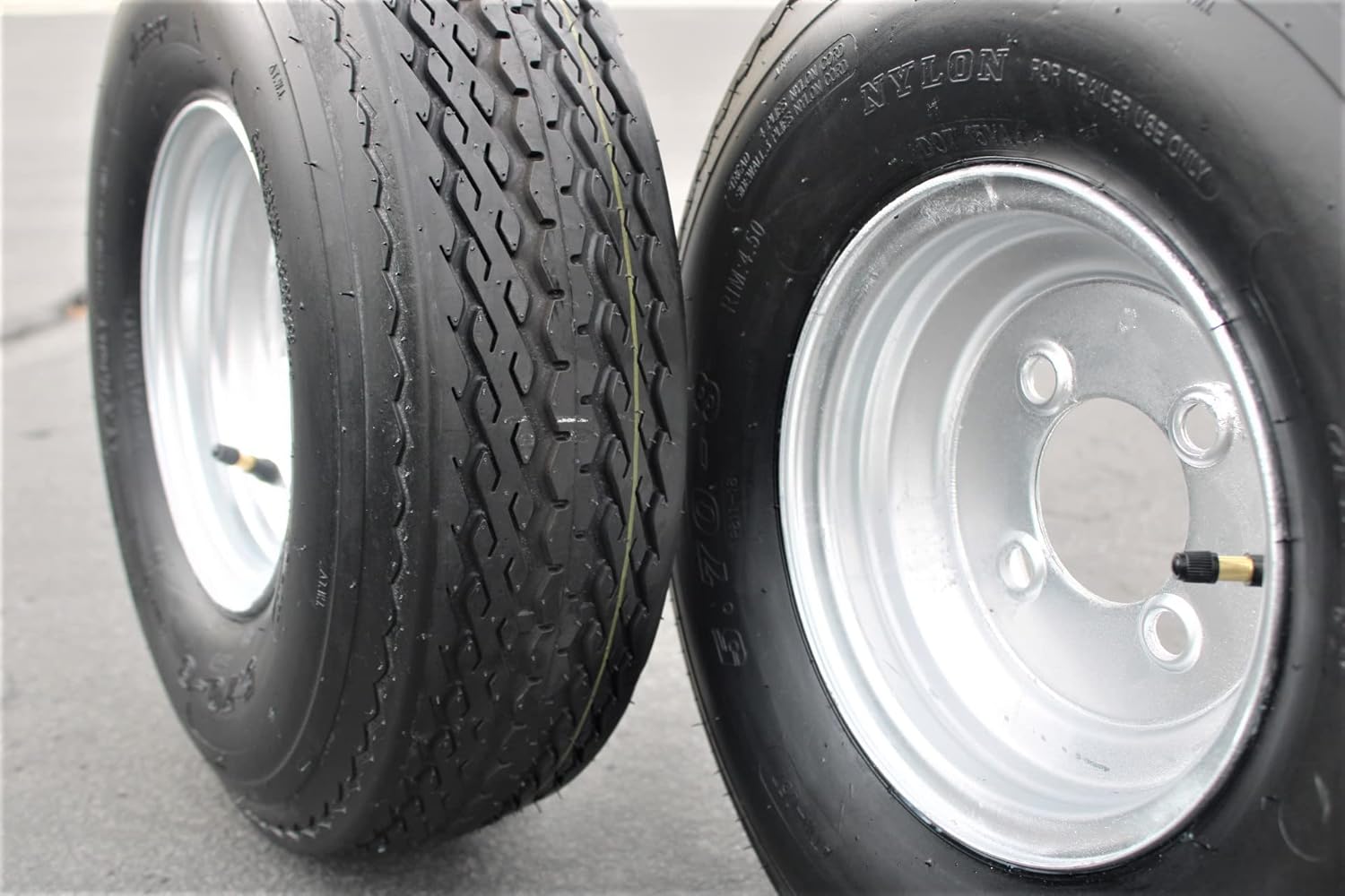 Antego 2-Pack Trailer Tire On Rim 570-8 5.70-8 Load C 4 Lug Galvanized Wheel