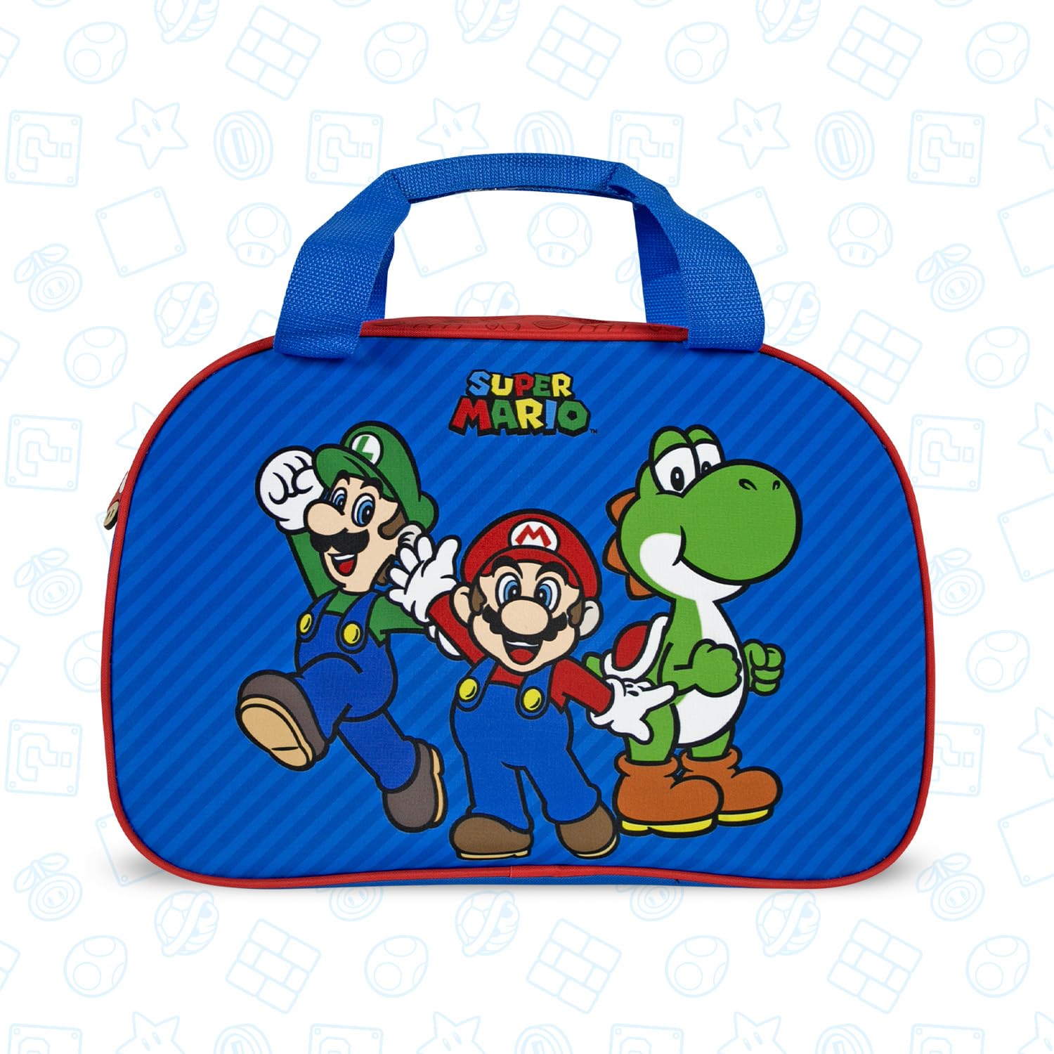 Sac de Sport Mario Enfant Bleu Rouge Sac de Voyage Super Mario Léger Résistant Garcon Ecole Sac à Main Bandoulière Piscine Danse Gym Football Garçon 28x41,5x21 cm