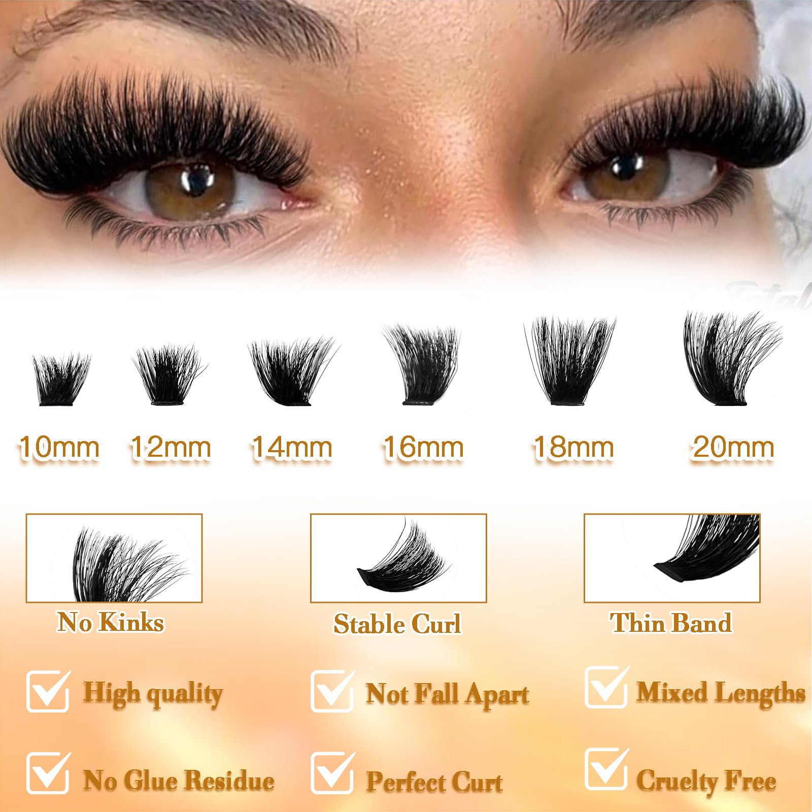 Fluffy Lash Clusters 10-20mm Thick 200D Cluster Eyelash Extensions 224 Pcs D Curl Volume Eyelash Clusters 3D Natural Lash Clusters False Eyelashes DIY at Home, by Anforlin
