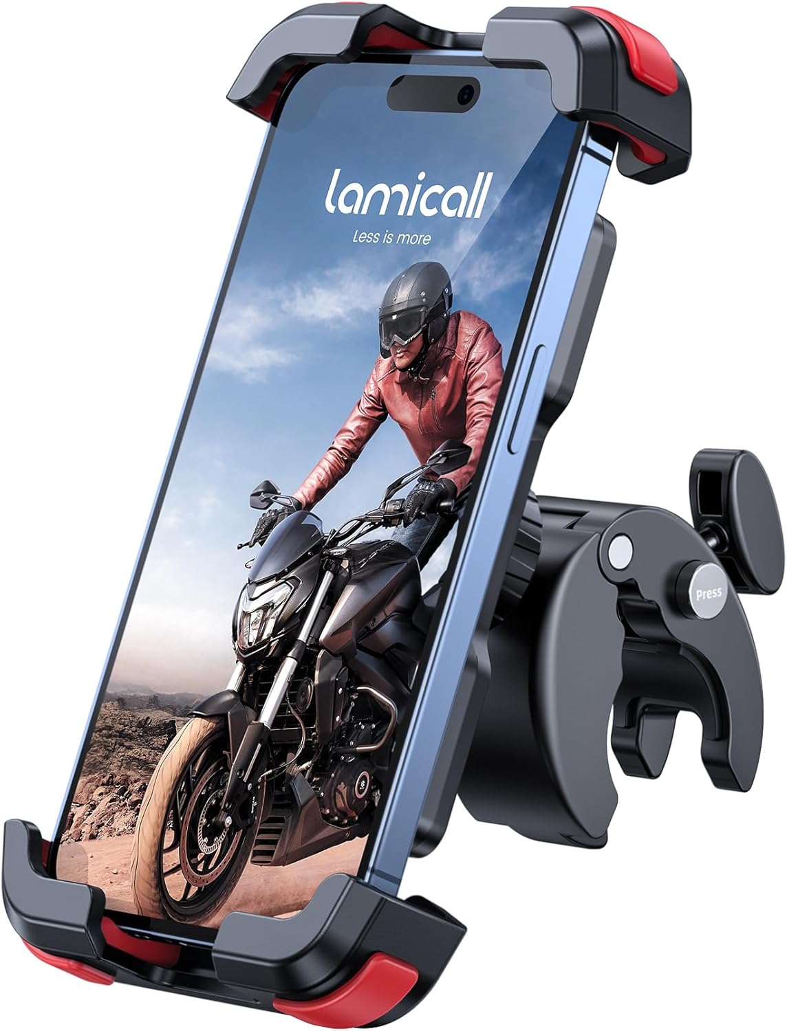 Lamicall Motorcycle Phone Mount, Bike Phone Holder - [Metal Lock] Upgrade Quick Install Bar Clip for Bicycle Scooter, Cell Phone Clamp Gifts for iPhone 17 16 15 Pro Max, Galaxy, 4.7-6.8" Phones
