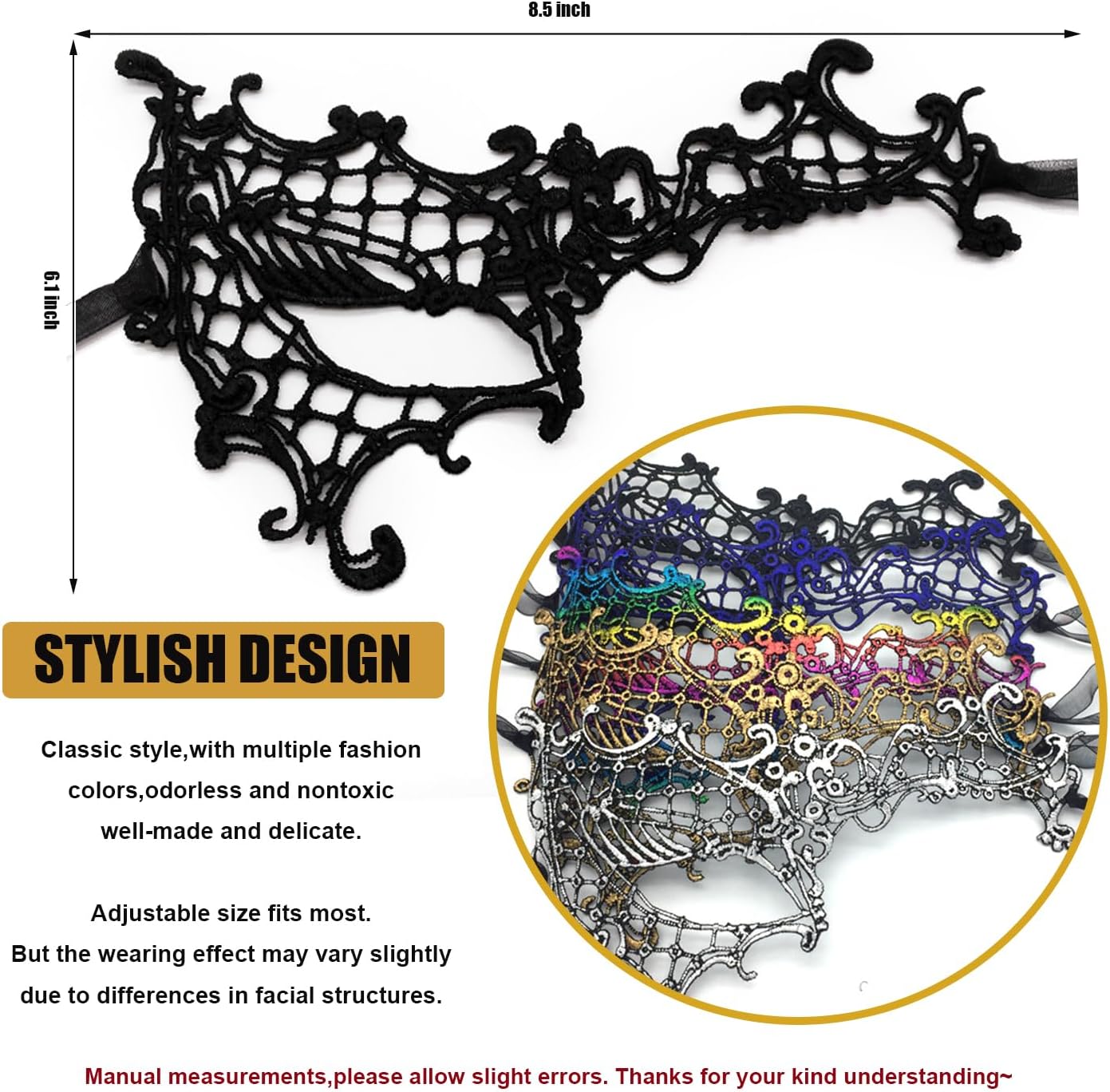MYMENU Masquerade Mask for Women Venetian Halloween Lace Mask for Party Costume Cosplay Carnival Mardi Gras - Image 4