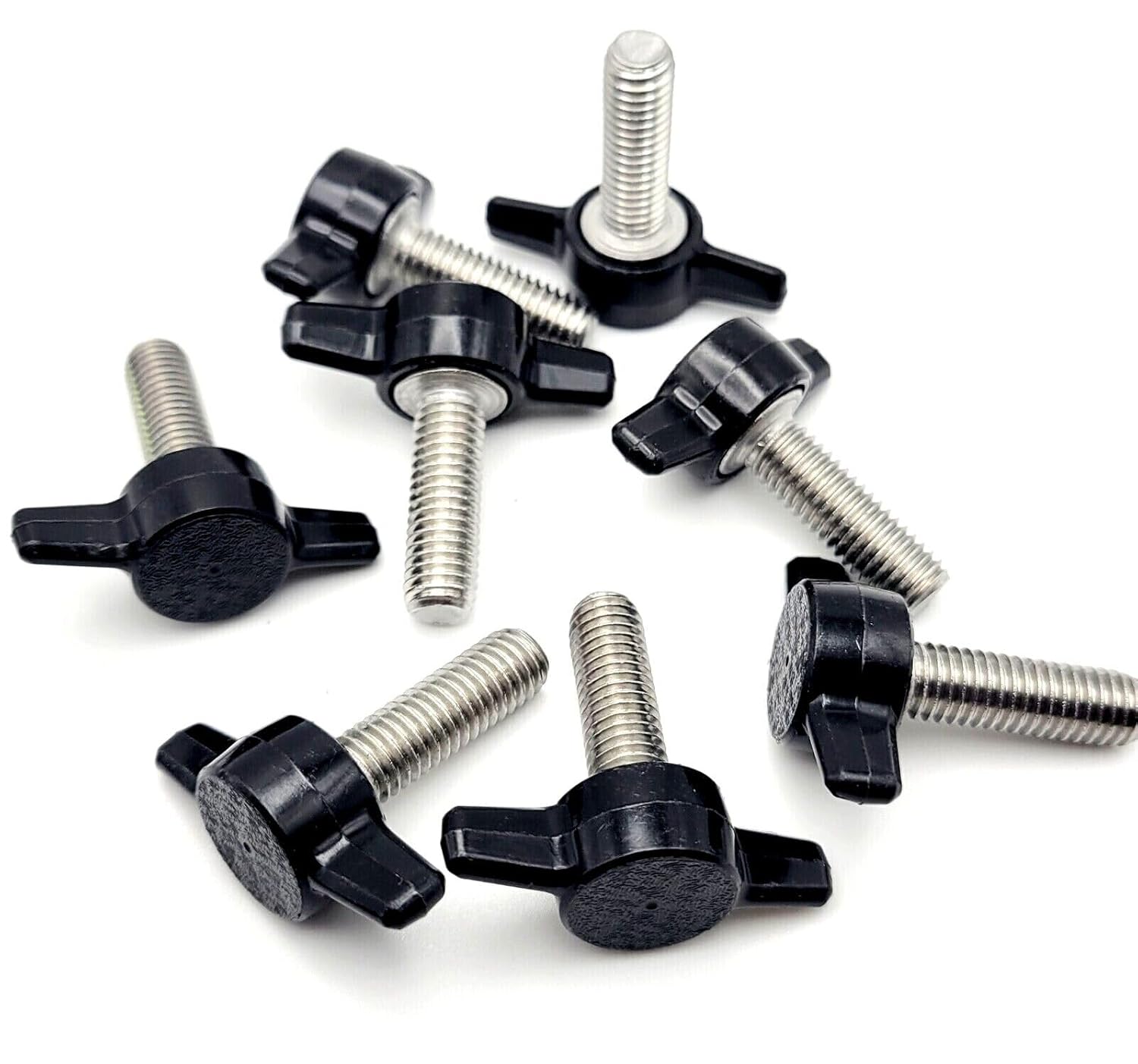 M8 x 25mm Thumb Screw T Bolts Black Clamping Tee Wing Knob Stainless 8mm Metric (Pack Size: 12 Pack)