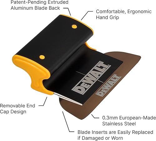 Vista 2 de DEWALT Cuchilla para desnatar paneles de yeso, 17.8 cm Grado profesional Construcción de aluminio extruido y acero inoxidable europeo Puntas
