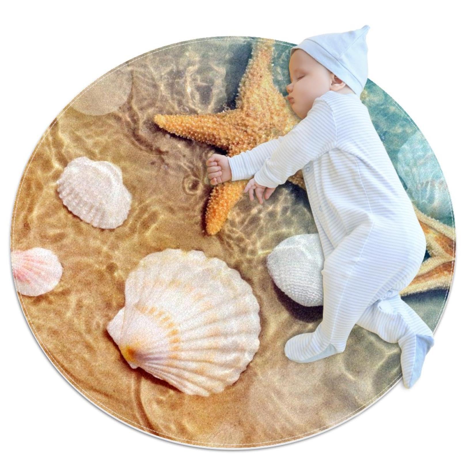 Tapis rond de plage 1m antidérapant pour chambre et salon