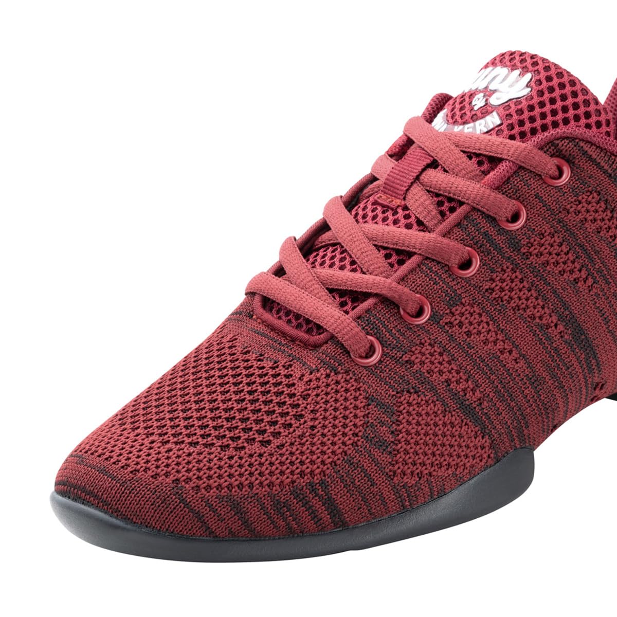 Anna Kern Herren Dance Sneakers 4035 Bold - Textil Rot/Schwarz - Normalweite - 1 cm Sneaker Absatz - Geteilte PU Sohle