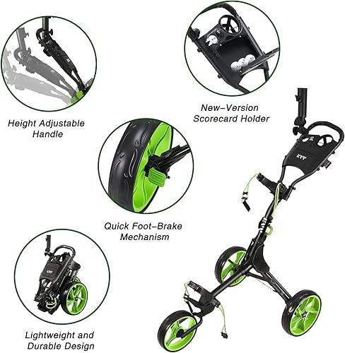 Miniatura 4 de KVV Carrito de golf de 3 ruedas, ultra ligero, tamaño plegable, nueva versión