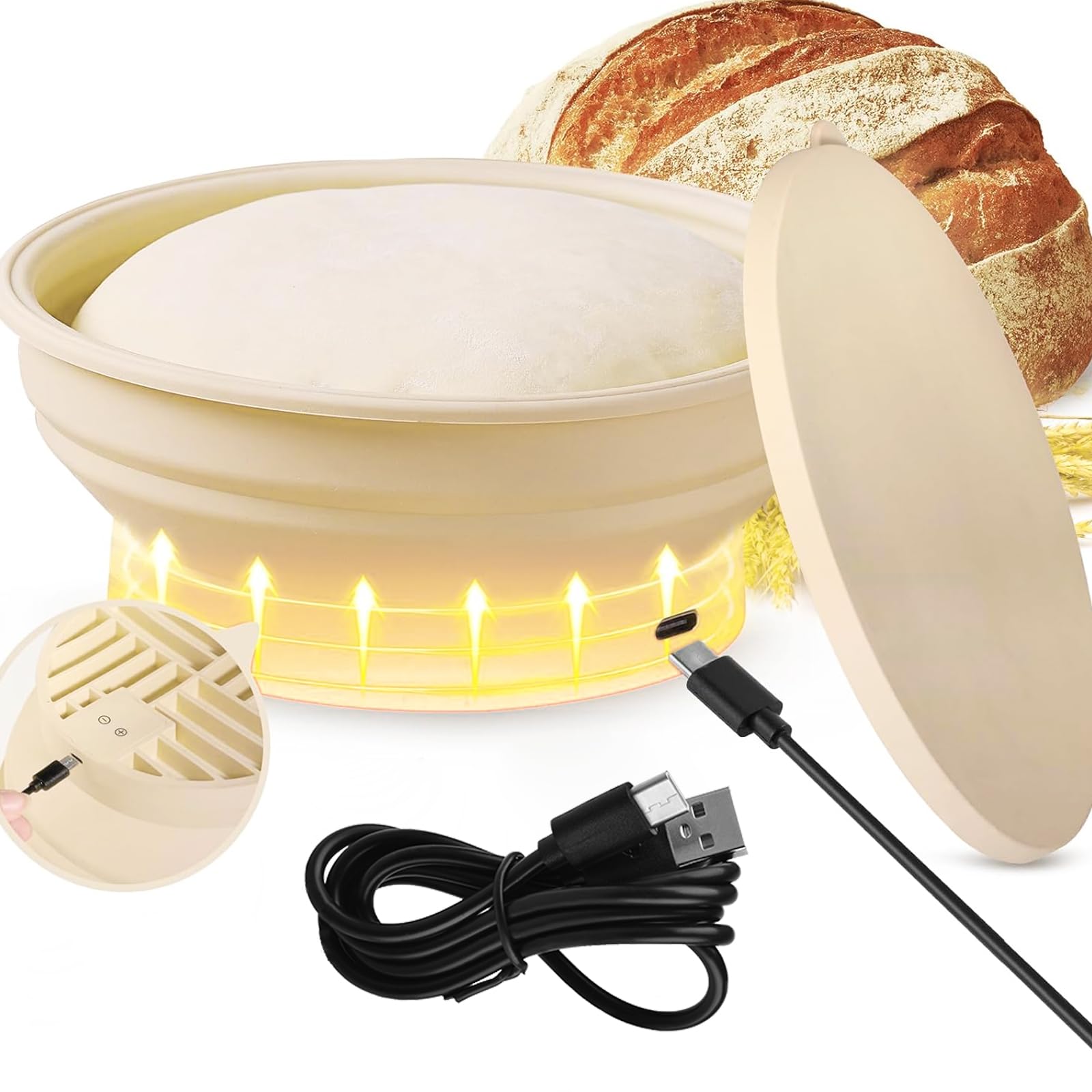 Cestino pieghevole in silicone per la fermentazione dell'impasto efficiente strumento da cucina a temperatura controllata