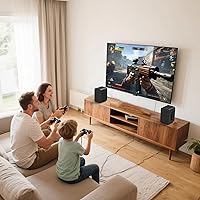 Vista 4 de Altavoz para estantería, altavoz activo Bluetooth 5.4 de 60 W, carcasa de madera, subwoofer 3D, sonido envolvente, altavoz Bluetooth, para el hogar