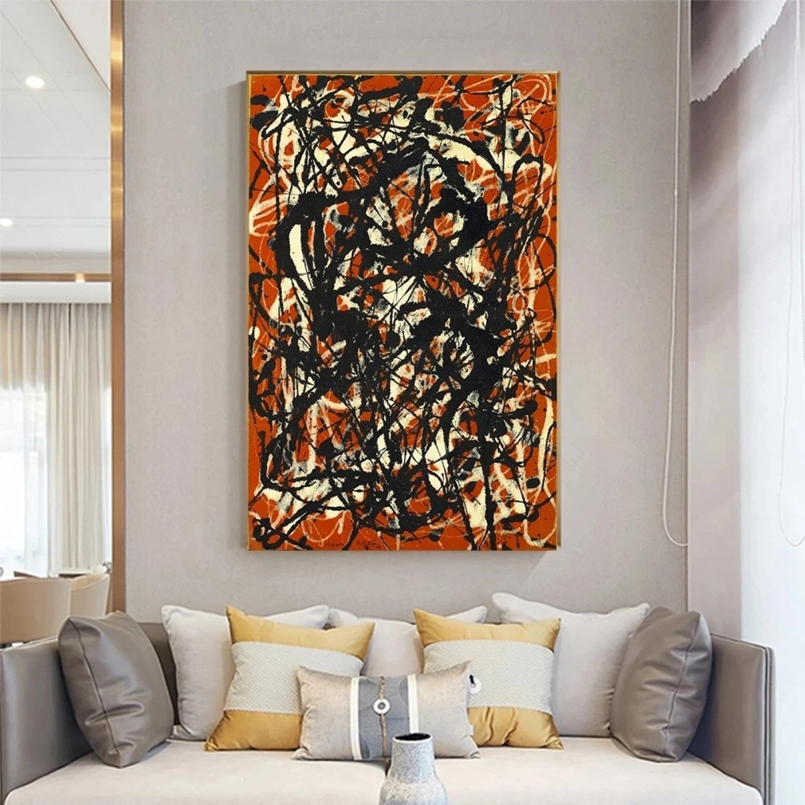 Zhadongli Art Abstract Artwork Free Form by Jackson Pollock Canvas Prints Painting Modern Art Picture for Wall Decor Home Decoration 60x90cm(24x31in) withframe