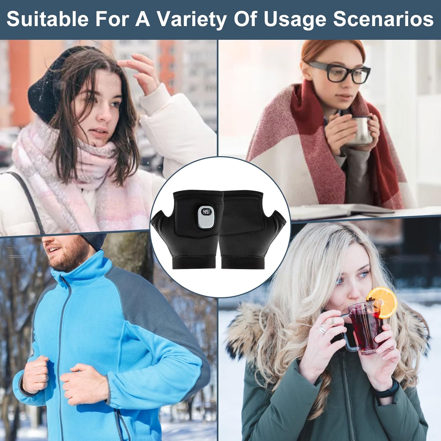 Rechargeable Heated Gloves for Women, Portable Heating Gloves with Digital Display, Upgraded Smart Thermostatic Electric Heated Fingerless Gloves, Hand Warmer for Outdoor Work, Cycling, Skiing - Image 2