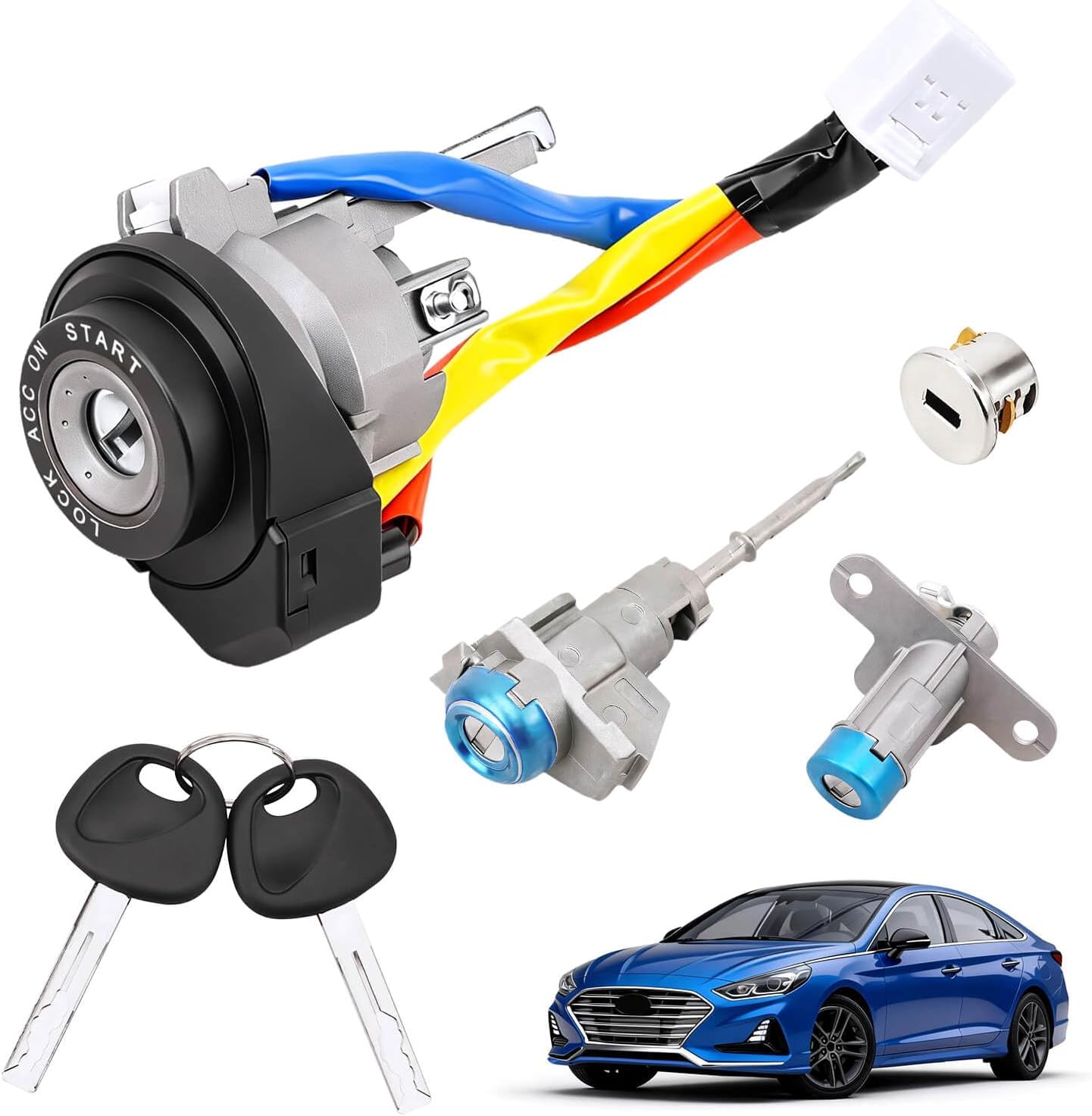 RAMATA 81970-C1A00 Full Lock Cylinder Ignition Start Barrel Switch with Keys, Compatible with 2015 2016 2017 2018 2019 Hyundai Sonata, 2016 2017 2018 2019 Sonata Hybrid