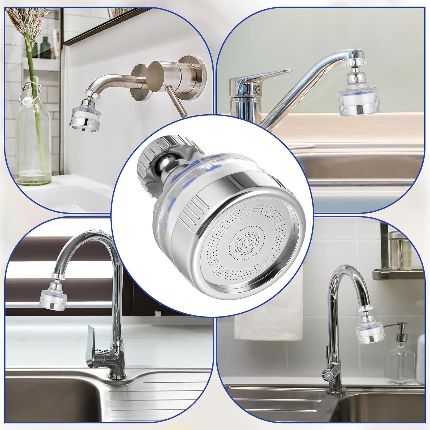 2 Pcs 360 Degree Rotating Faucet Filter Universal Bathroom Sink Filters Water Filter for Sink Faucet 360 ° Rotating Kitchen for Kitchen, Bathroom, Removes Heavy Metals and Hard Water