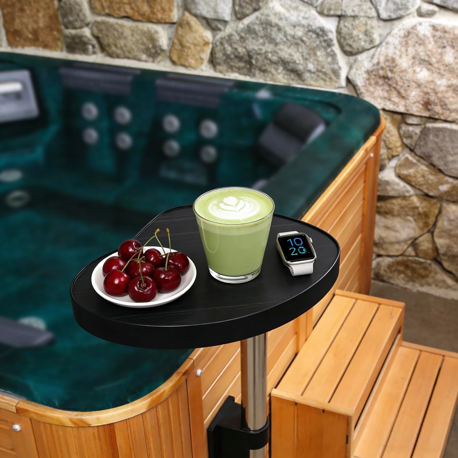 Swim Pool Bathtub Side Table Tray Accessories Leisure Spa Caddy, 360° Rotation Hot Tub Side Table Tray Shelf Poolside Towels Drink Holder Cup Phone Storage Organizer Swimming Pool Accessories
