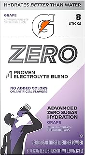 Gatorade Powder Drink Mix for Hydration, Zero Sugar, with Electrolytes, Makes 20 fl oz, (8 Pack) 28g (From USA) Get Flavou Price In India