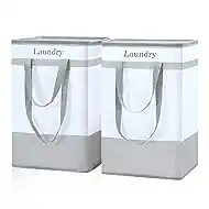 FairyHaus Laundry Basket 78L, 2Pack Laundry Hamper with Easy Carry Handles, Collapsible Laundry Baskets Hampers for Bathroom Clothes Storage Grey