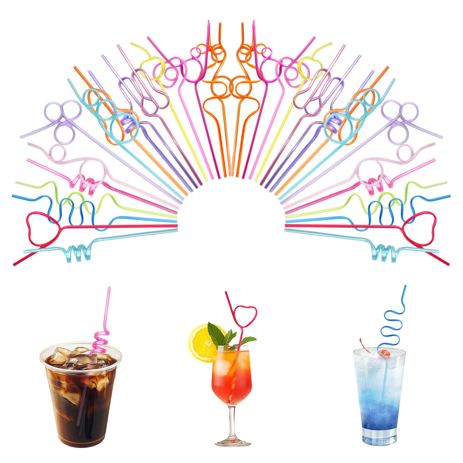 Pailles réutilisables 17 styles différents multicolores pour café et cocktails