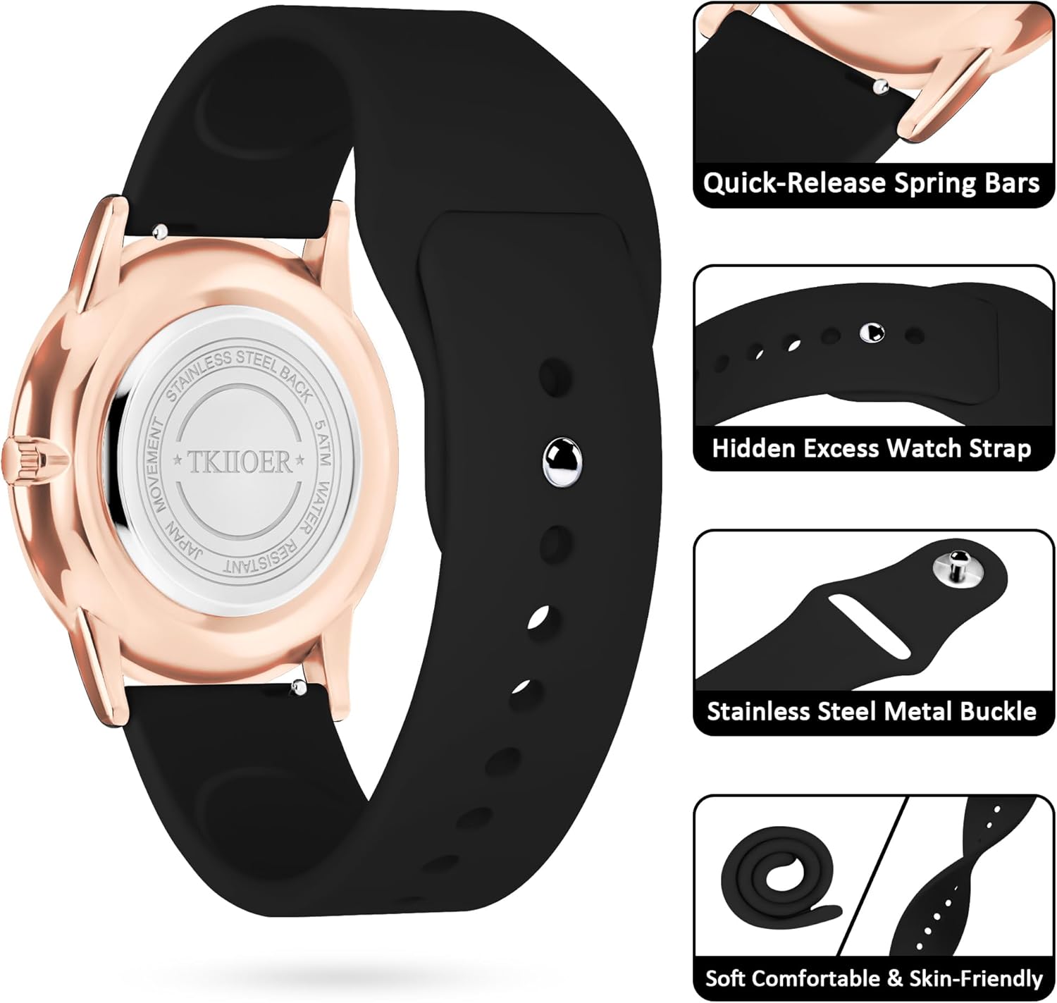 Nurse Watch for Nurse Medical Professionals Students Women Men, 50M Waterproof 12/24 Hour Military Time Luminous Easy Read Dial, Second Hand Watch for Nursing - Image 6