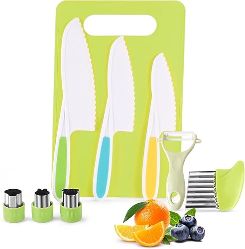 9 piezas Montessori utensilios de cocina utensilios de cocina para hornear, juego de cuchillos para niños para cocinar real con tablas de cortar,