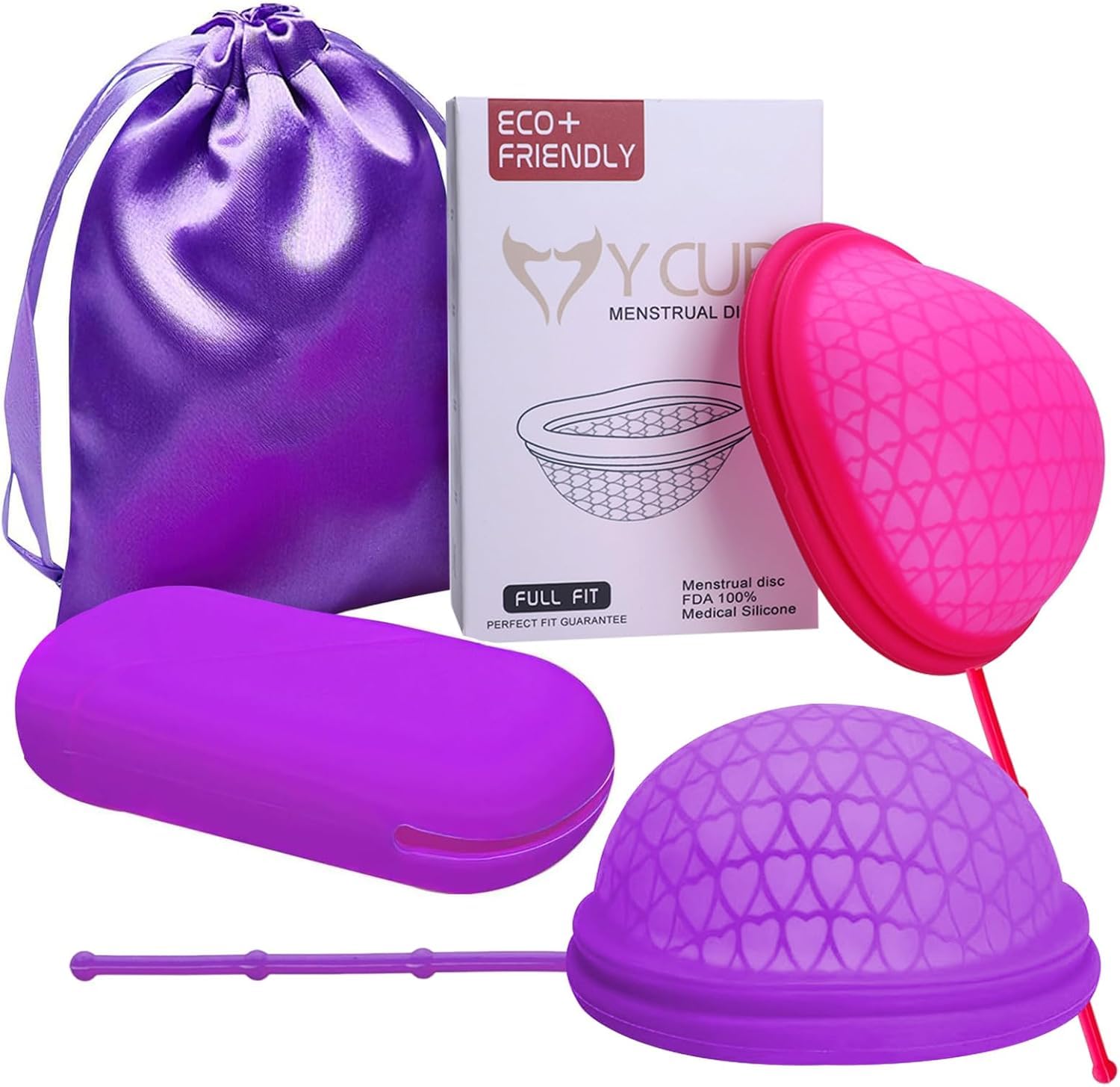 Menstrual Disc, Reusable Period Disc, Medical-Grade Silicone Flat-Fit Cup, Soft & Comfortable Menstrual Pad Alternatives for Women (S+L)