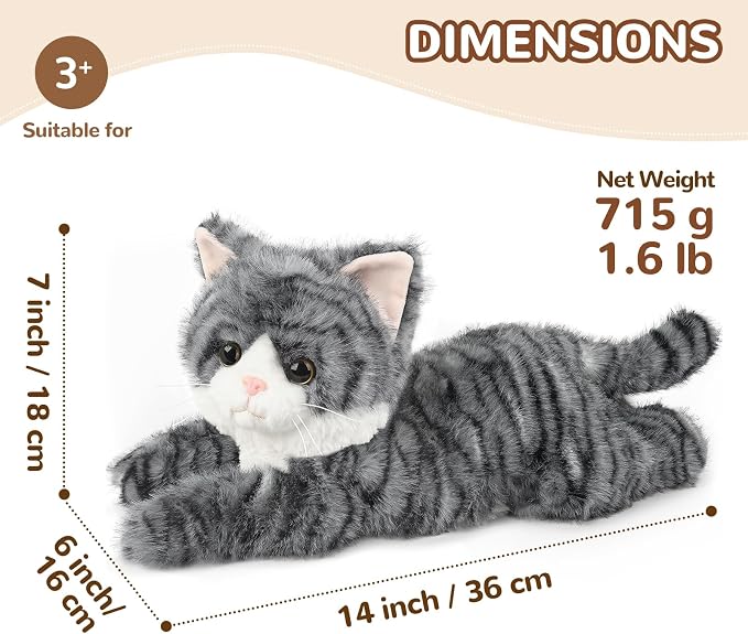 Peluches de Gato Gris Míope, Tocatín Calentable y Refrigerable, Con Aroma a Lavanda, Regalo para Adultos y Niños miniatura 3