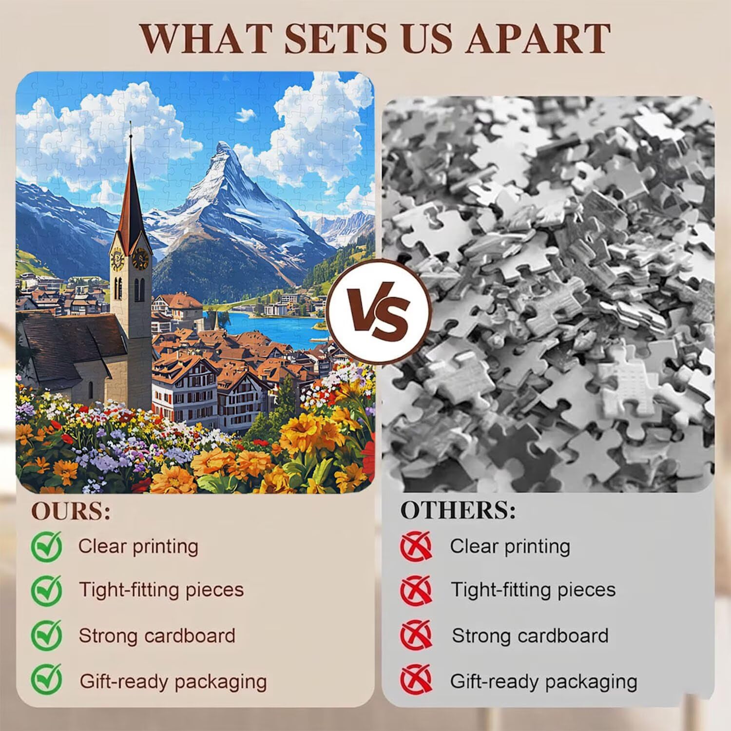 città Montagna Puzzle 5000 Pezzi per Adulti, Puzzle in Legno - Collezione Classica con Poster Incluso -Sfida di Concentrazione e Passatempo Antistress, Gioco Educativo per Famiglia, 156 x 105 cm f0-58