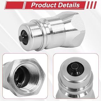 2Sets 1/2'' Ag Hydraulic Quick Connect Couplers with Dust Caps, ISO 5675 Pioneer Poppet Style, 1/2 NPT Thread