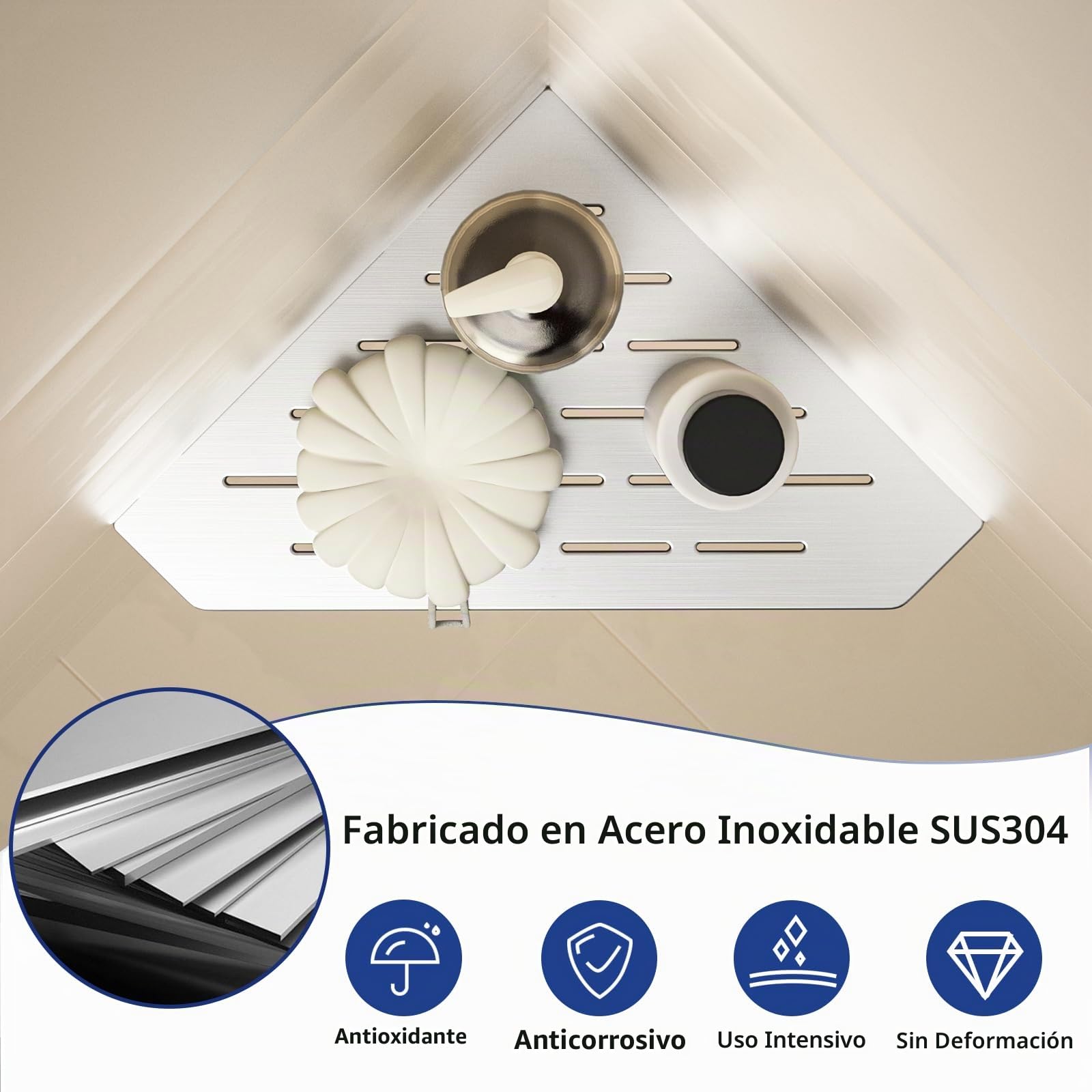 Estantería de esquina para ducha con 3 mm de grosor, estante de esquina pentagonal de alta resistencia para ducha, estante de baño empotrado para paredes de azulejos, estante de ducha
